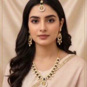 Onyx Gemstone Accent Gold-Plated Statement Necklace Set