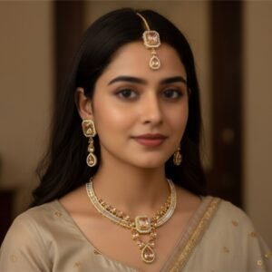 Bridal Antique Gold & Deep Ruby Red Choker Set