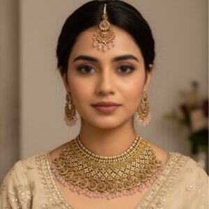 Statement Antique Gold Bridal Choker with Amber Tassels