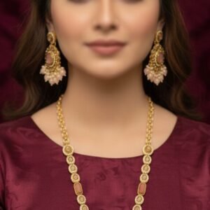 Royal Antique Gold Soft Pink Rani Haar Set