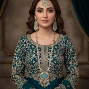 Mint Green Kundan Long Necklace Set