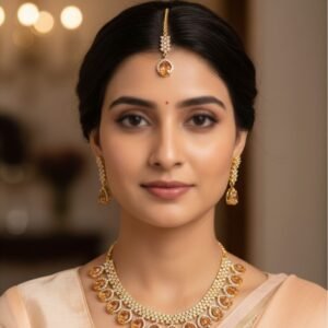 Amber Yellow & Gold Zircon Necklace Set