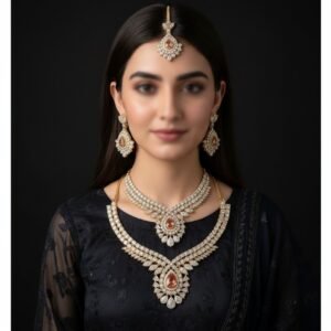 Peach Stone Luxury Zircon Necklace Set