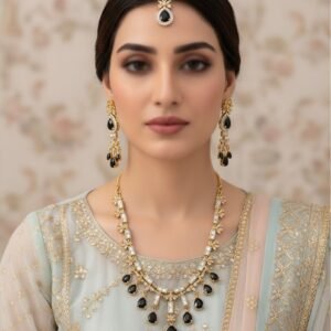 Luxury Gold Black Tear-Drop Jewelry Set