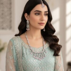 Silver Soft Pink Drop Jewelry Set