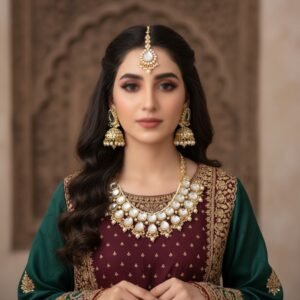 Grand Pearl & Clear Kundan Statement Jewellery Set