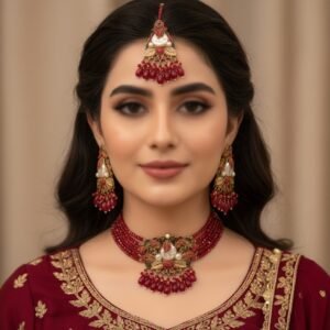 Red Turkish Pearl Choker Set (PARN 136020)