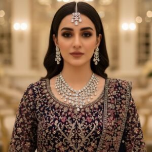 Elegant Cascading Silver Cubic Zirconia Bridal Jewelry Set