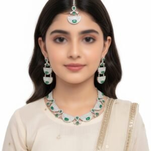 Silver and Emerald Green Modern Geometric Set KNPD 450040