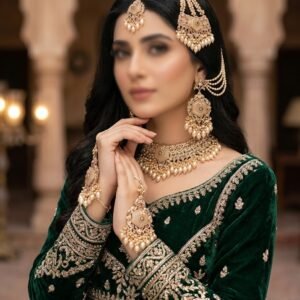 Royal Maroon Antique Gold Bridal Jewellery Set