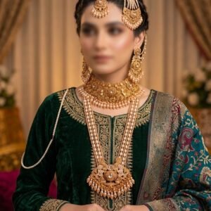 Imperial Golden & Champagne Pearl Full Bridal Jewellery Set