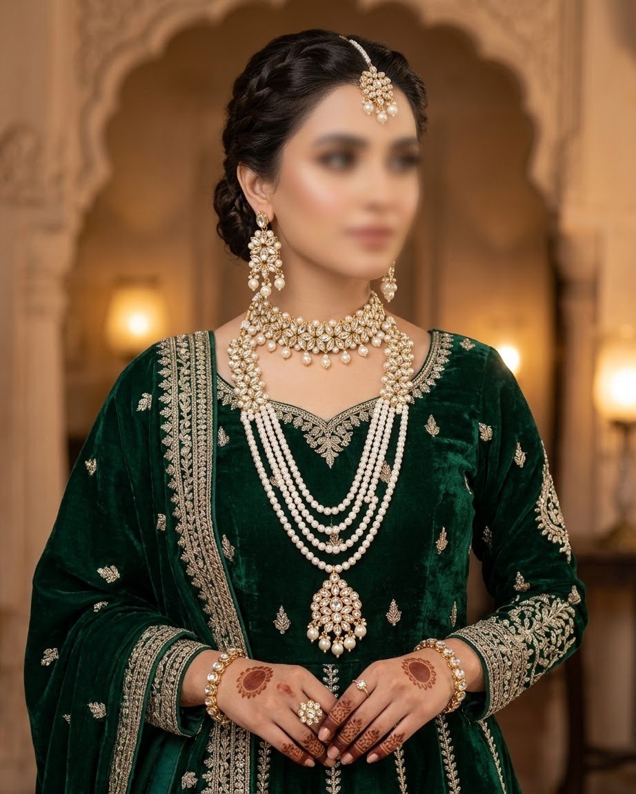 Classic Pearl & Kundan Layered Bridal Jewellery Set